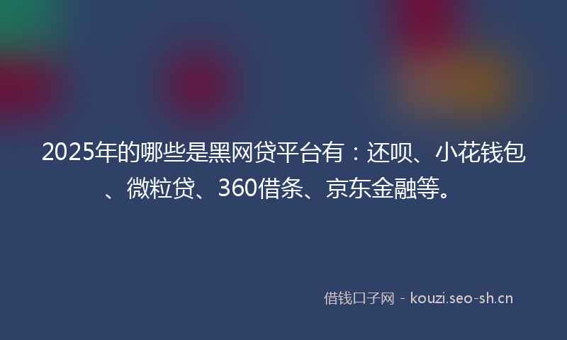 2025年的哪些是黑网贷平台有:还呗、小花钱包、微粒贷、360借条、京东金融等。