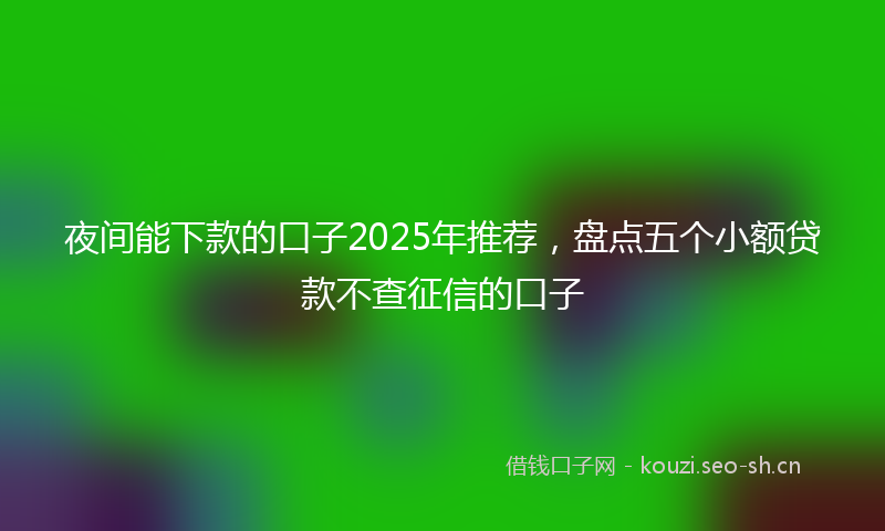夜间能下款的口子2025年推荐，盘点五个小额贷款不查征信的口子