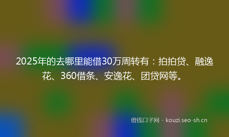 2025年的去哪里能借30万周转有：拍拍贷、融逸花、360借条、安逸花、团贷网等。