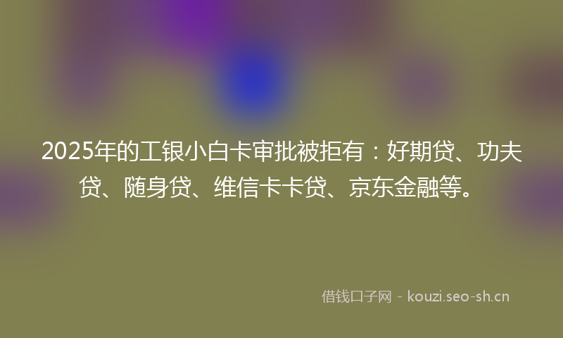 2025年的工银小白卡审批被拒有：好期贷、功夫贷、随身贷、维信卡卡贷、京东金融等。