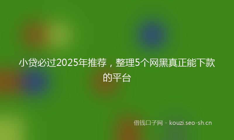 小贷必过2025年推荐，整理5个网黑真正能下款的平台