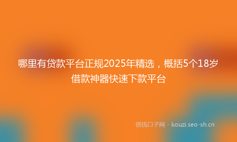 哪里有贷款平台正规2025年精选，概括5个18岁借款神器快速下款平台