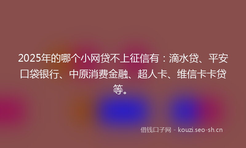 2025年的哪个小网贷不上征信有：滴水贷、平安口袋银行、中原消费金融、超人卡、维信卡卡贷等。