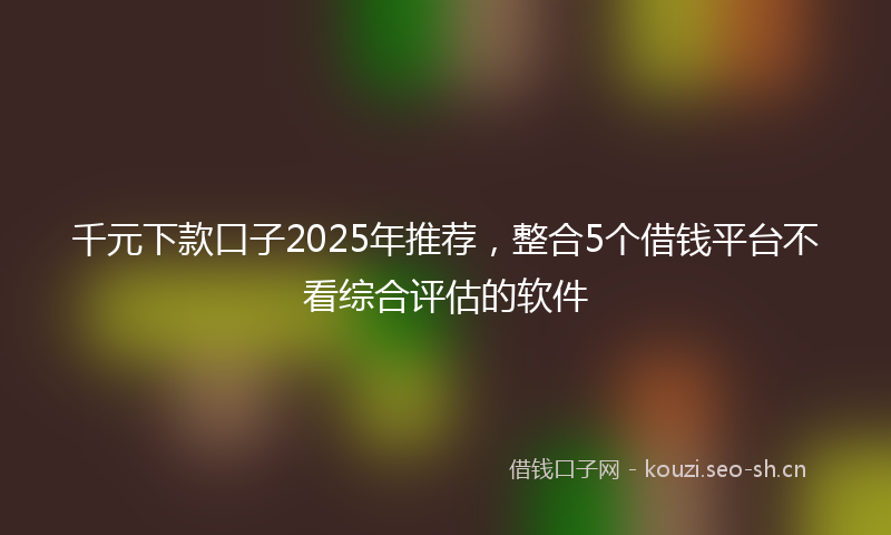 千元下款口子2025年推荐，整合5个借钱平台不看综合评估的软件