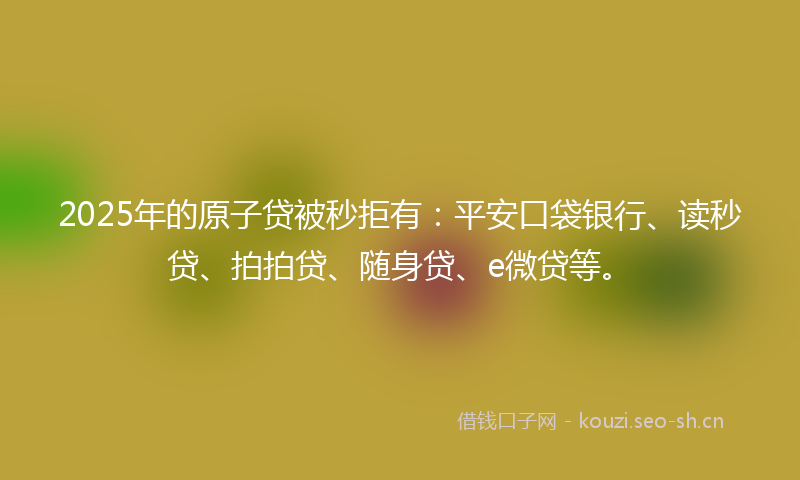 2025年的原子贷被秒拒有：平安口袋银行、读秒贷、拍拍贷、随身贷、e微贷等。