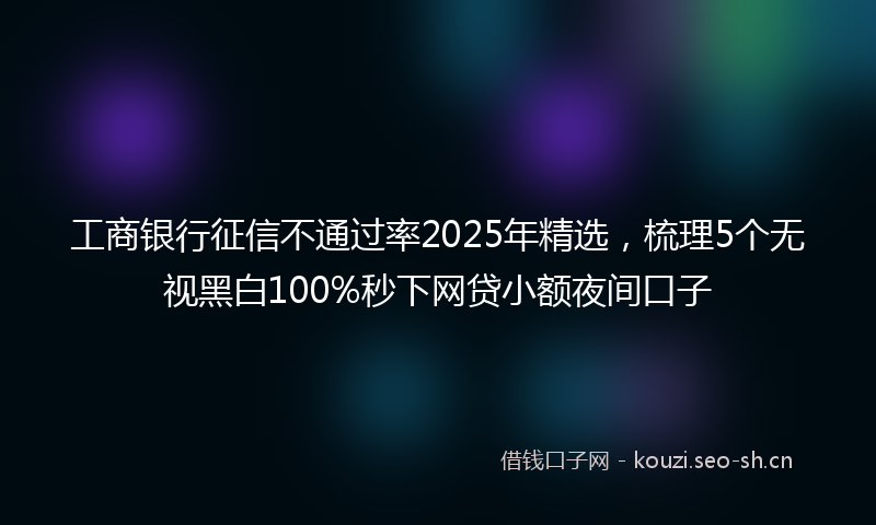 工商银行征信不通过率2025年精选，梳理5个无视黑白100%秒下网贷小额夜间口子
