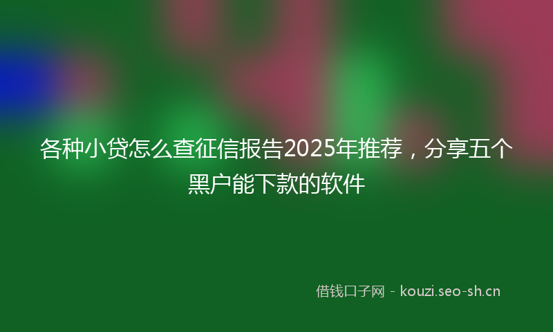 各种小贷怎么查征信报告2025年推荐，分享五个黑户能下款的软件