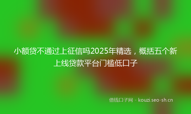 小额贷不通过上征信吗2025年精选,概括五个新上线贷款平台门槛低口子