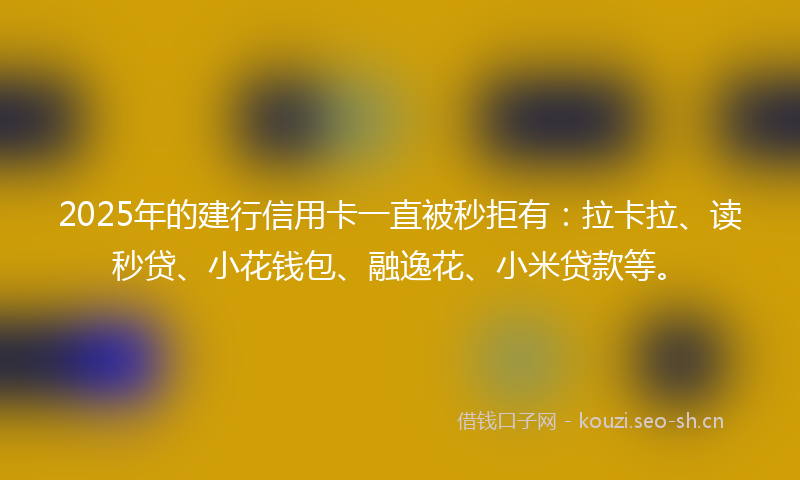 2025年的建行信用卡一直被秒拒有：拉卡拉、读秒贷、小花钱包、融逸花、小米贷款等。