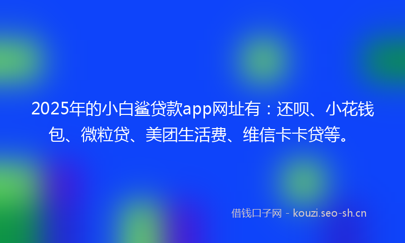 2025年的小白鲨贷款app网址有：还呗、小花钱包、微粒贷、美团生活费、维信卡卡贷等。