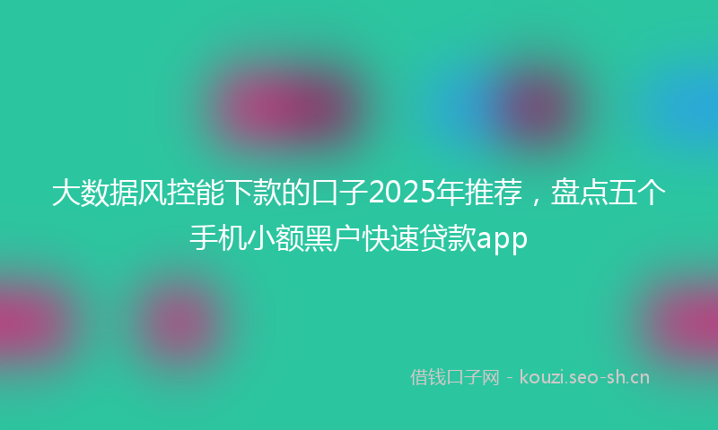 大数据风控能下款的口子2025年推荐，盘点五个手机小额黑户快速贷款app