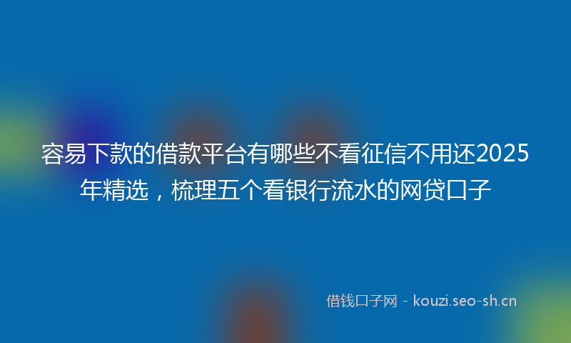 容易下款的借款平台有哪些不看征信不用还2025年精选，梳理五个看银行流水的网贷口子