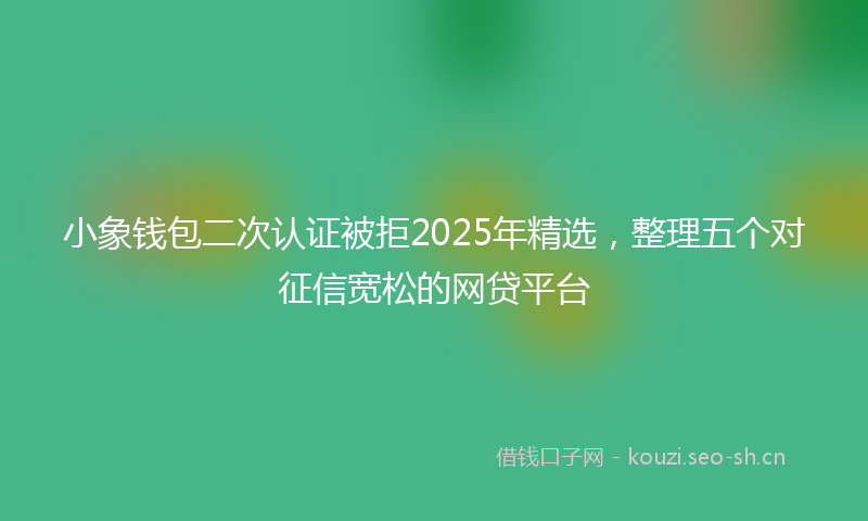 小象钱包二次认证被拒2025年精选，整理五个对征信宽松的网贷平台