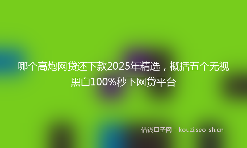 哪个高炮网贷还下款2025年精选,概括五个无视黑白100%秒下网贷平台