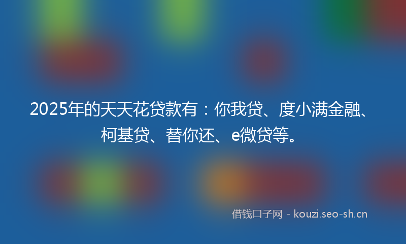 2025年的天天花贷款有：你我贷、度小满金融、柯基贷、替你还、e微贷等。