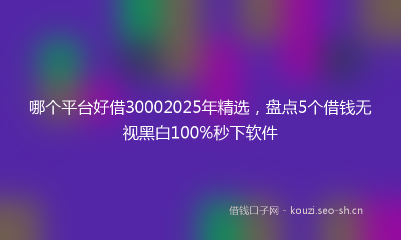 哪个平台好借30002025年精选，盘点5个借钱无视黑白100%秒下软件