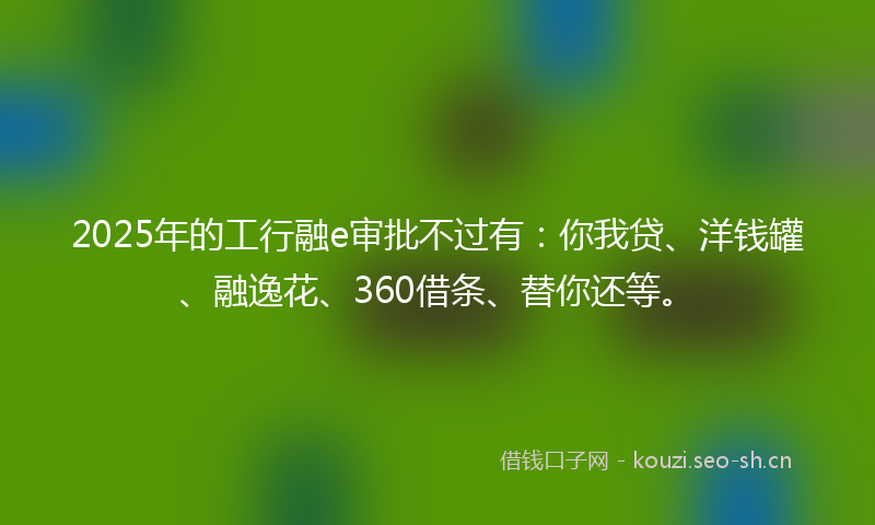 2025年的工行融e审批不过有：你我贷、洋钱罐、融逸花、360借条、替你还等。
