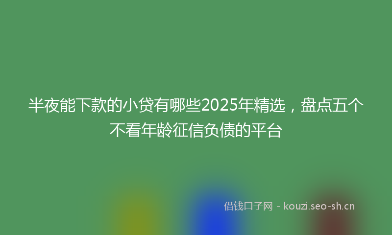 半夜能下款的小贷有哪些2025年精选，盘点五个不看年龄征信负债的平台