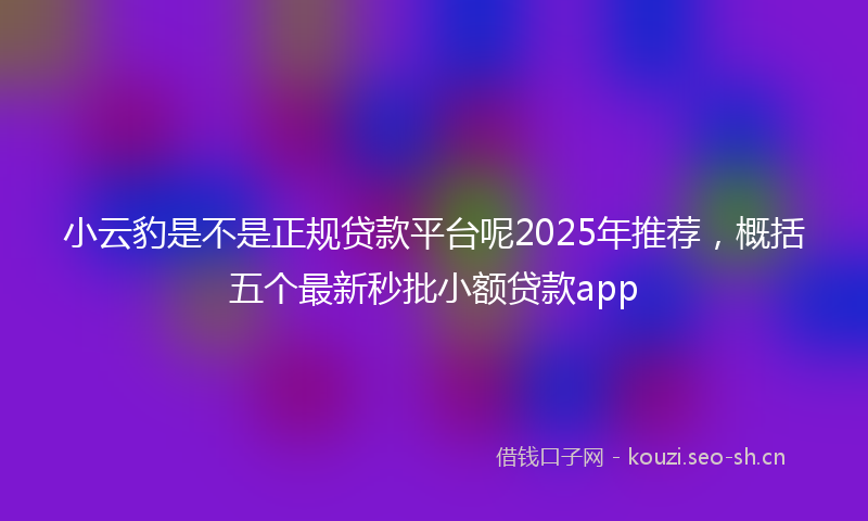 小云豹是不是正规贷款平台呢2025年推荐，概括五个最新秒批小额贷款app