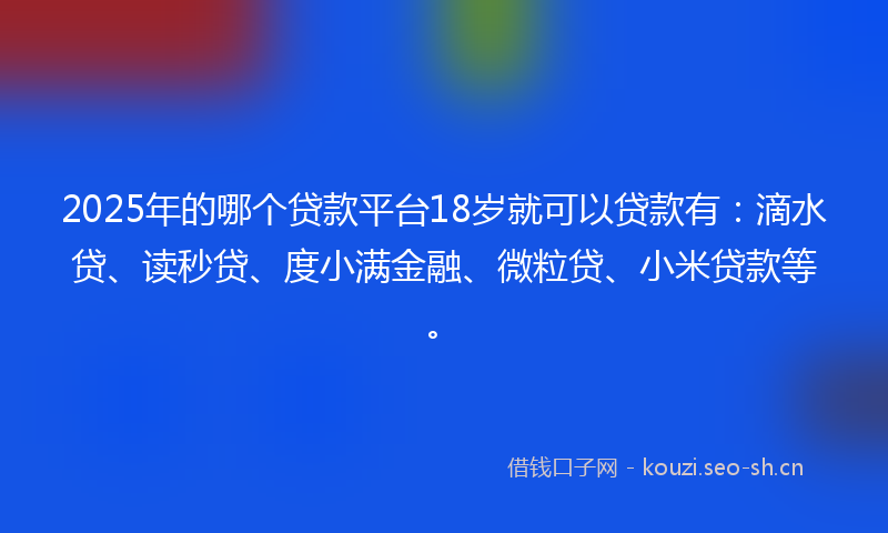 2025年的哪个贷款平台18岁就可以贷款有：滴水贷、读秒贷、度小满金融、微粒贷、小米贷款等。