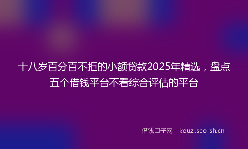 十八岁百分百不拒的小额贷款2025年精选,盘点五个借钱平台不看综合评估的平台