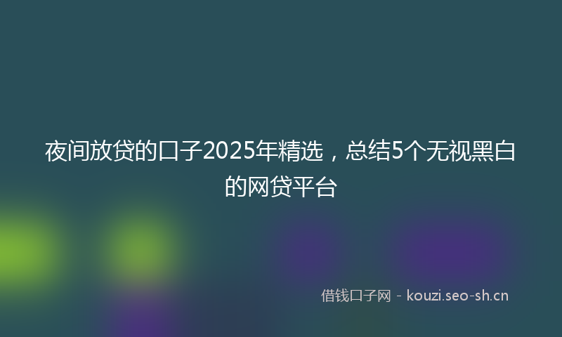夜间放贷的口子2025年精选，总结5个无视黑白的网贷平台