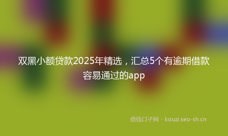 双黑小额贷款2025年精选，汇总5个有逾期借款容易通过的app