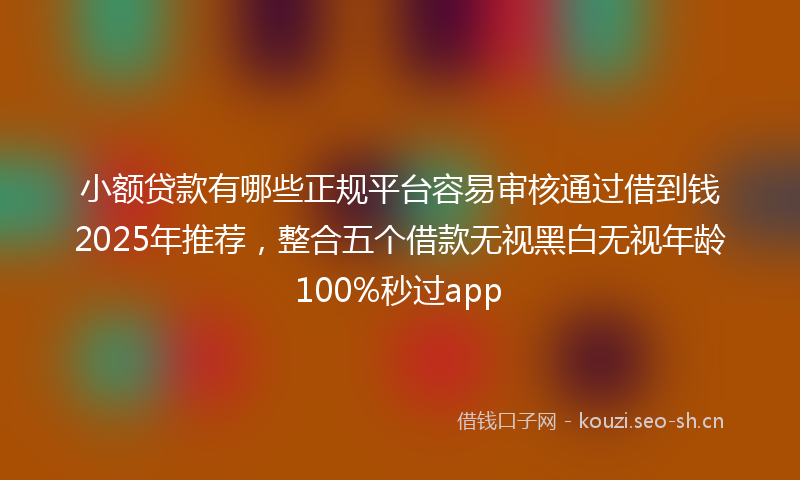 小额贷款有哪些正规平台容易审核通过借到钱2025年推荐，整合五个借款无视黑白无视年龄100%秒过app