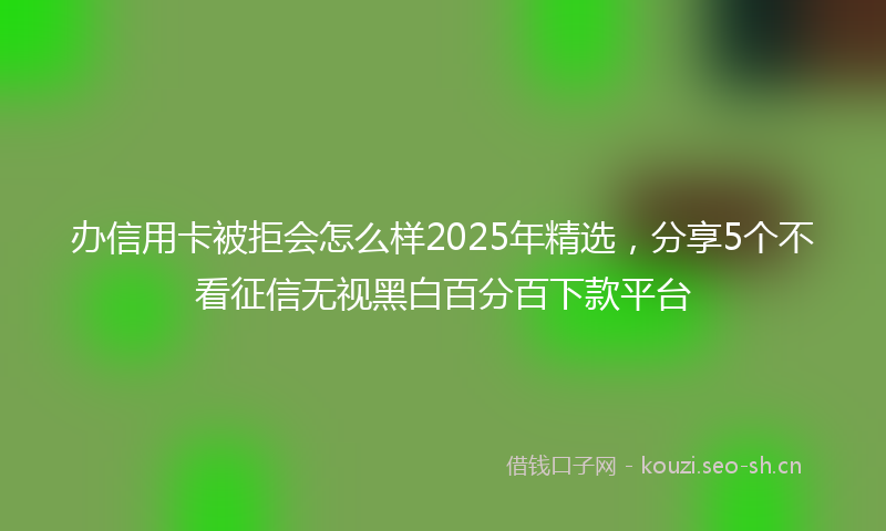 办信用卡被拒会怎么样2025年精选，分享5个不看征信无视黑白百分百下款平台