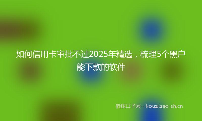 如何信用卡审批不过2025年精选，梳理5个黑户能下款的软件