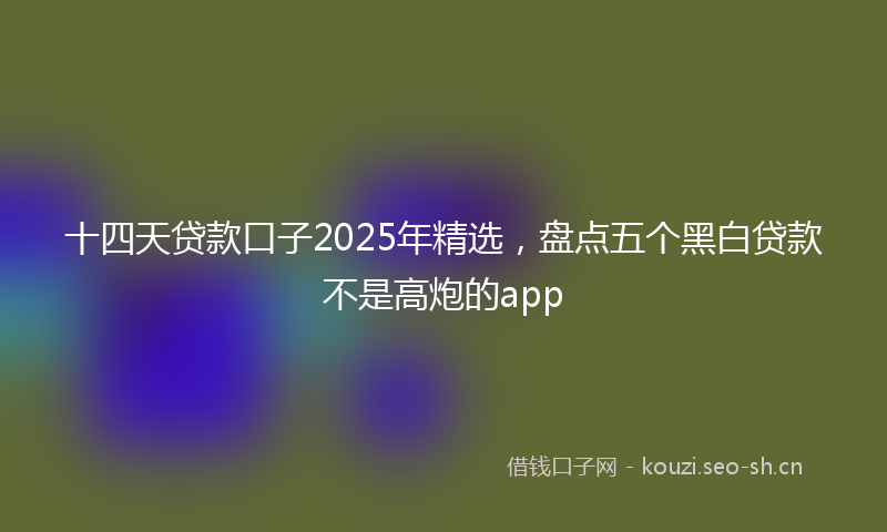 十四天贷款口子2025年精选，盘点五个黑白贷款不是高炮的app