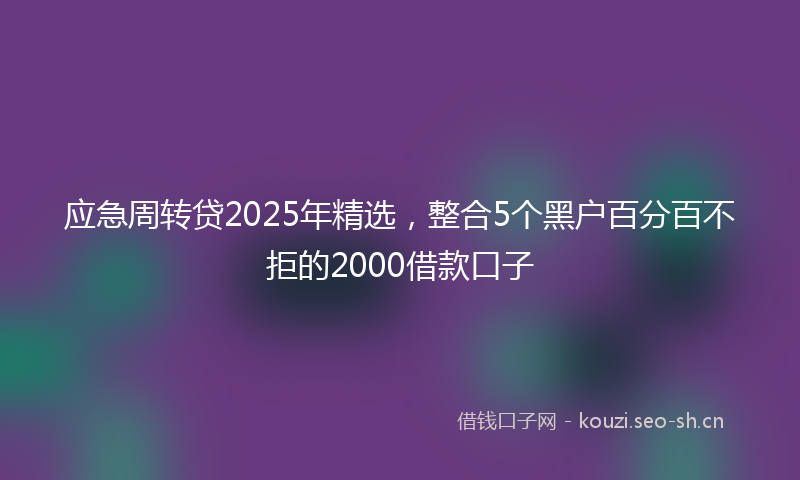 应急周转贷2025年精选，整合5个黑户百分百不拒的2000借款口子