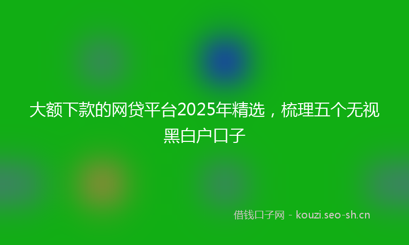 大额下款的网贷平台2025年精选，梳理五个无视黑白户口子