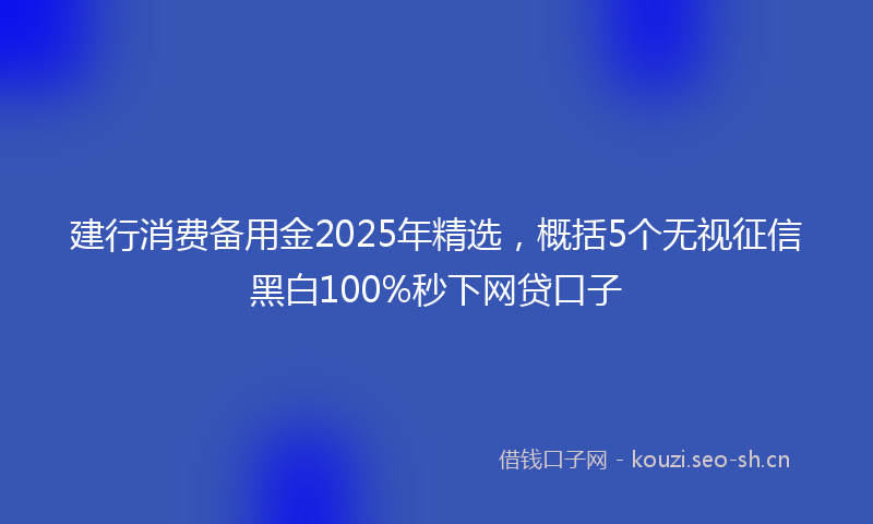 建行消费备用金2025年精选，概括5个无视征信黑白100%秒下网贷口子