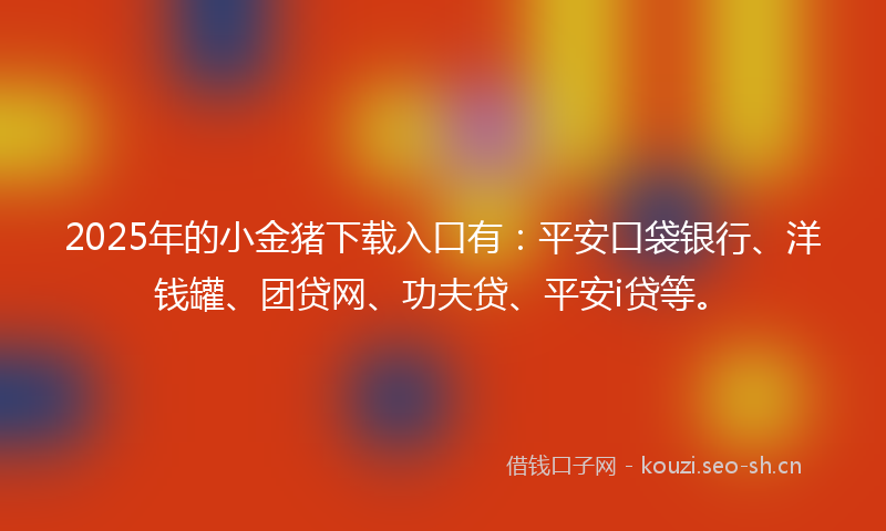 2025年的小金猪下载入口有：平安口袋银行、洋钱罐、团贷网、功夫贷、平安i贷等。