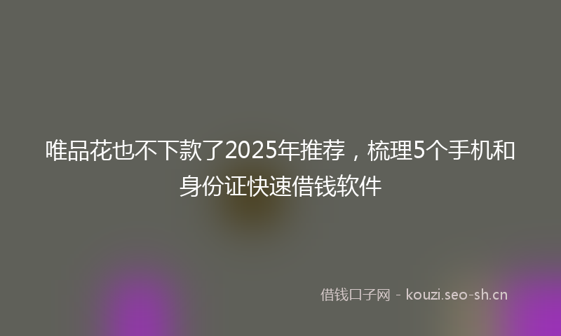 唯品花也不下款了2025年推荐，梳理5个手机和身份证快速借钱软件