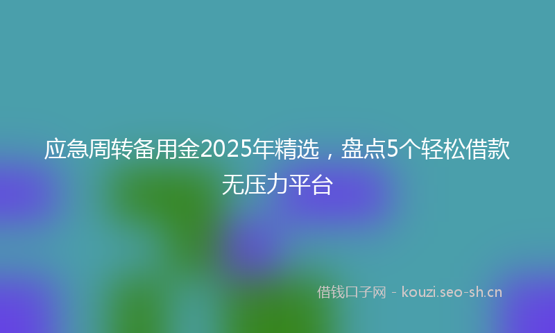 应急周转备用金2025年精选，盘点5个轻松借款无压力平台