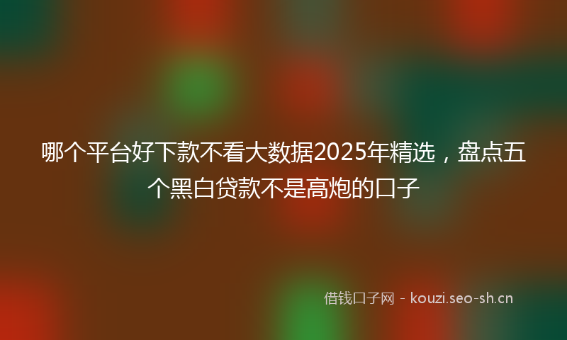 哪个平台好下款不看大数据2025年精选,盘点五个黑白贷款不是高炮的口子