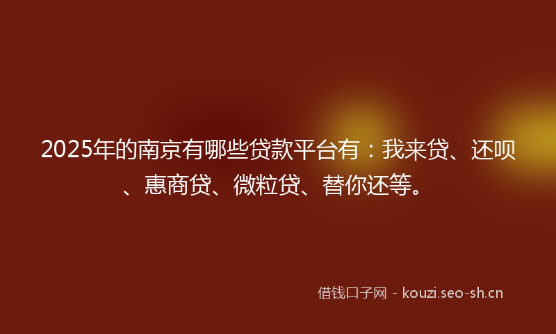 2025年的南京有哪些贷款平台有：我来贷、还呗、惠商贷、微粒贷、替你还等。