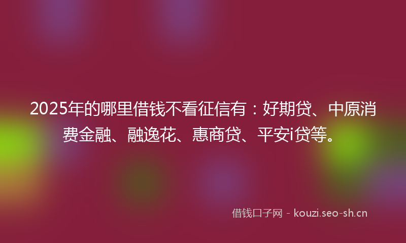 2025年的哪里借钱不看征信有:好期贷、中原消费金融、融逸花、惠商贷、平安i贷等。