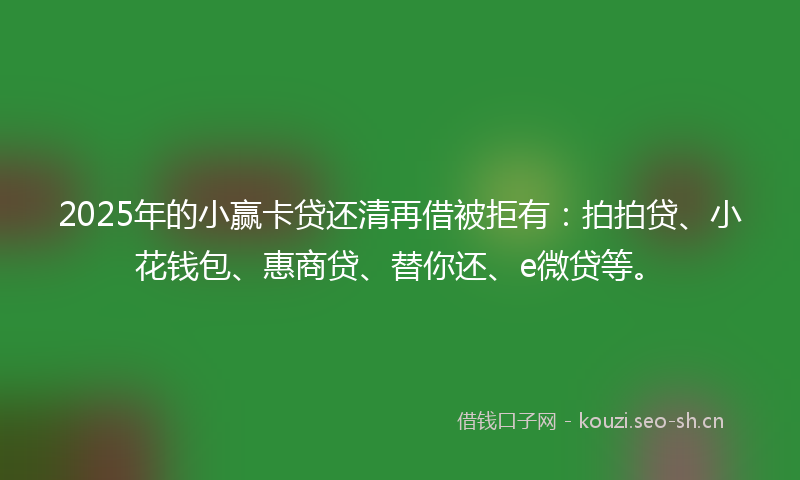 2025年的小赢卡贷还清再借被拒有：拍拍贷、小花钱包、惠商贷、替你还、e微贷等。