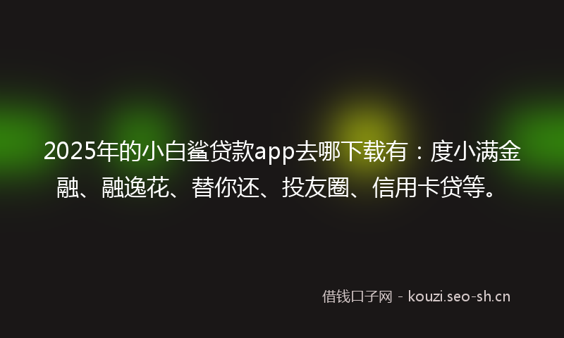 2025年的小白鲨贷款app去哪下载有：度小满金融、融逸花、替你还、投友圈、信用卡贷等。