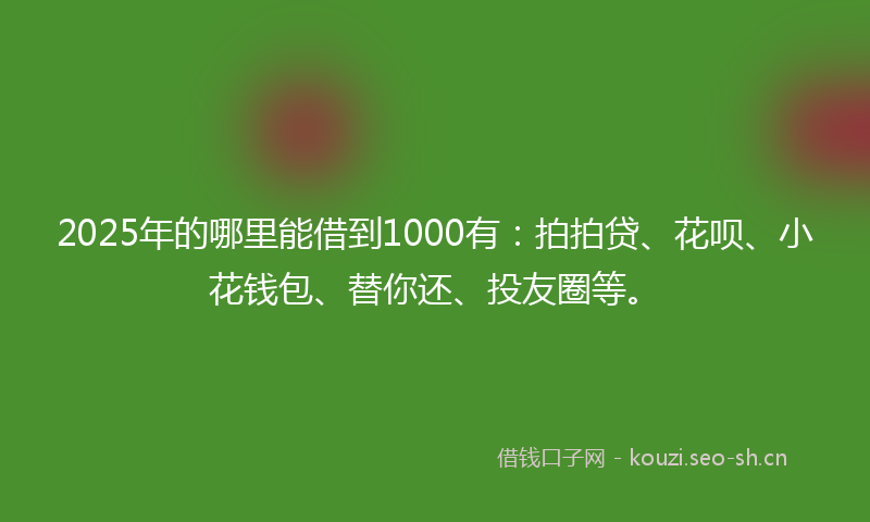 2025年的哪里能借到1000有:拍拍贷、花呗、小花钱包、替你还、投友圈等。