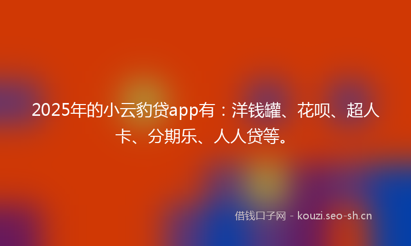 2025年的小云豹贷app有：洋钱罐、花呗、超人卡、分期乐、人人贷等。