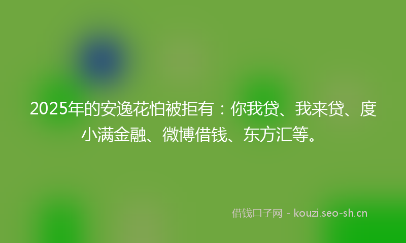 2025年的安逸花怕被拒有：你我贷、我来贷、度小满金融、微博借钱、东方汇等。