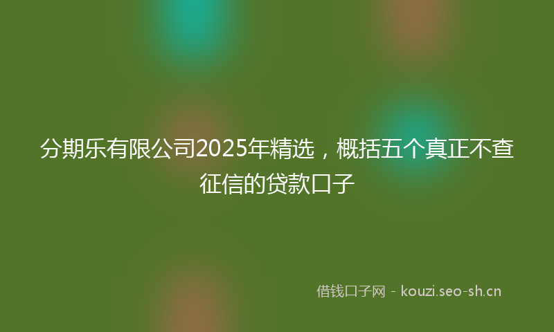 分期乐有限公司2025年精选,概括五个真正不查征信的贷款口子