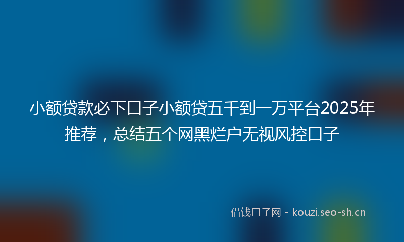 小额贷款必下口子小额贷五千到一万平台2025年推荐，总结五个网黑烂户无视风控口子