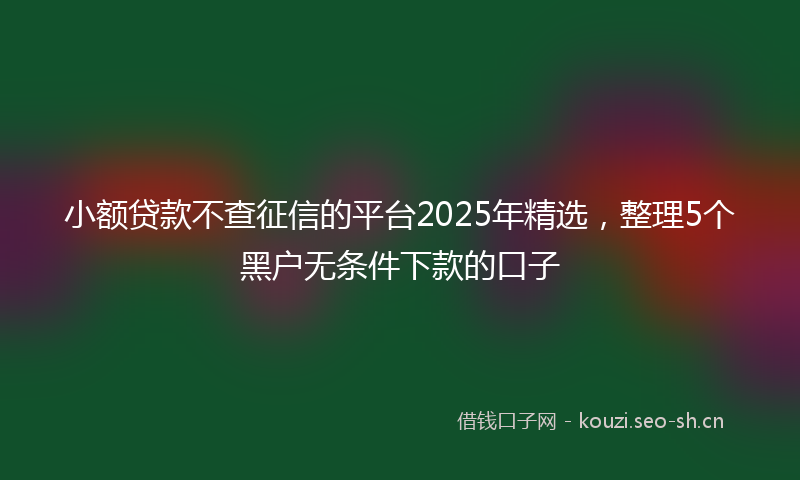 小额贷款不查征信的平台2025年精选，整理5个黑户无条件下款的口子