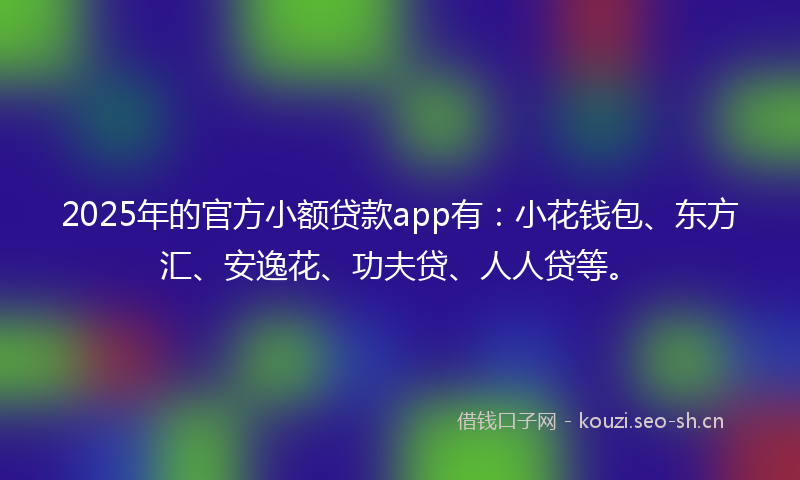 2025年的官方小额贷款app有：小花钱包、东方汇、安逸花、功夫贷、人人贷等。