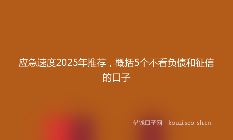 应急速度2025年推荐，概括5个不看负债和征信的口子